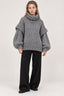 Solid Patchwork Chunky Fluffy Turtleneck Sweater