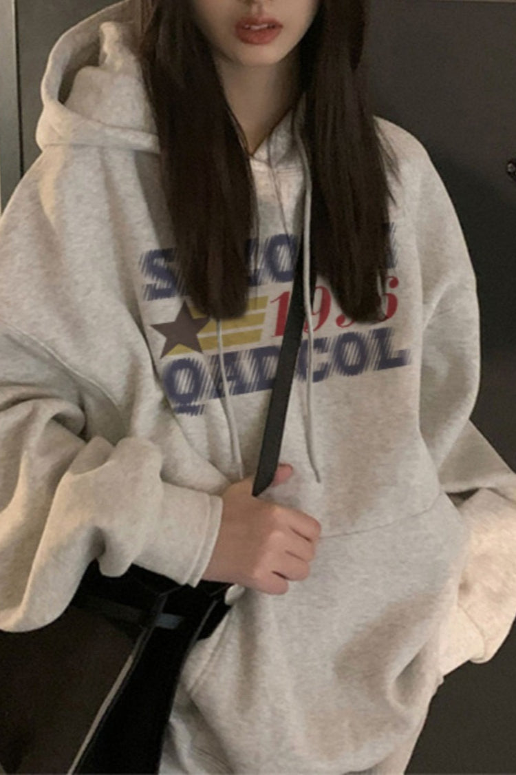 Retro Letter Print Hoodie Main image