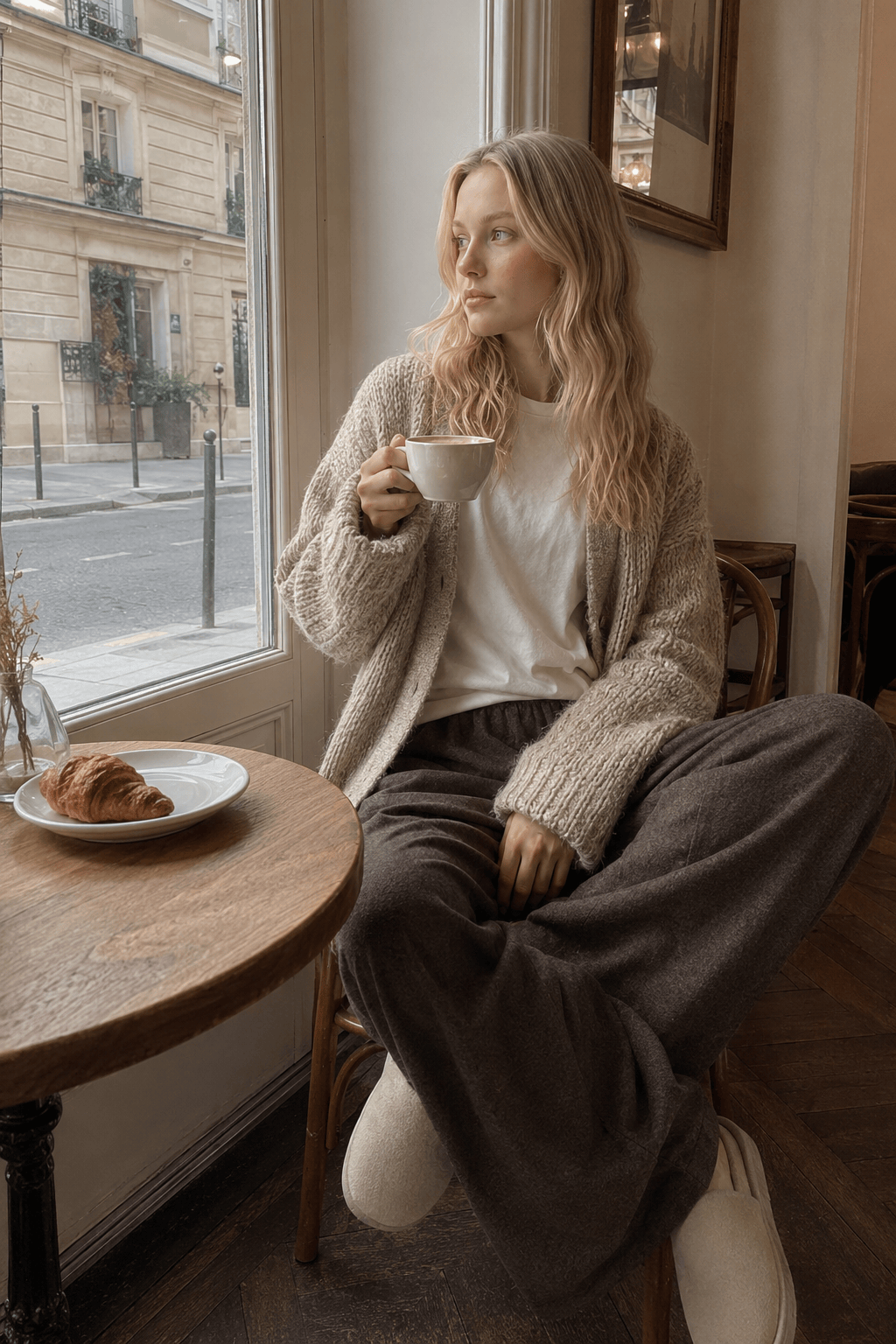 Relaxed Casual Drapey Knit Pants Main image