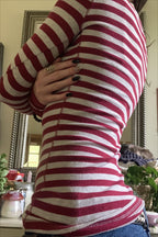 Striped Scoop Neck Fitted Long Sleeve T-Shirt