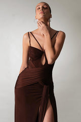 Ruched Backless Maxi Formal Dress