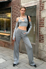 Phased Out Cut Out Cropped Top