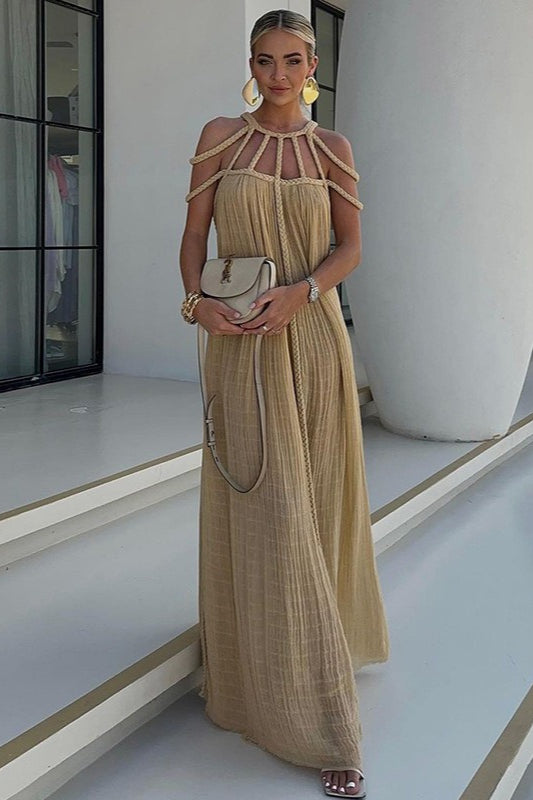 Halter Off Shoulder Tie Loose Boho Dress Main image