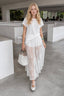 Sexy Sheer Brocade Lace White Jacquard Maxi Skirt