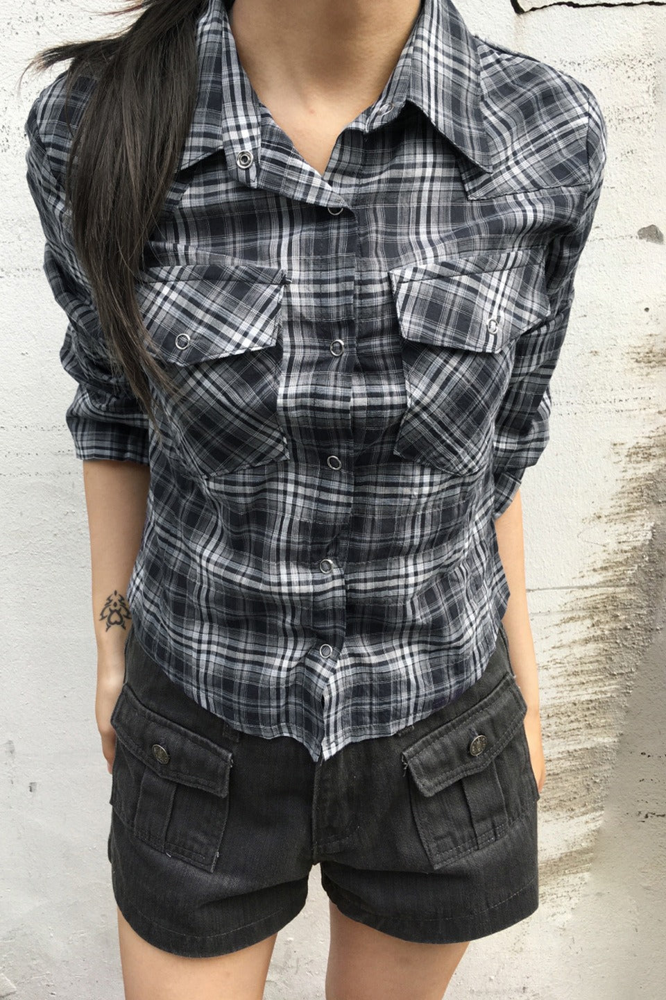 Retro Utility Checkered Blouse Secondary image