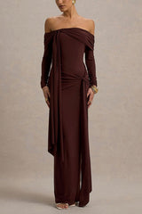 Elegant Solid Strapless Off Shoulder Bodycon Slim Formal Dress