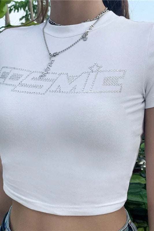 Rhinestone Punk Goth Crop Top Secondary image