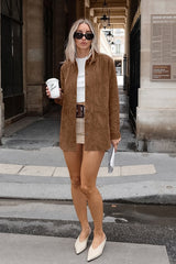 Russet Suede Notch Collar Coat