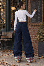 Street Cuffed Print Loose Jeans