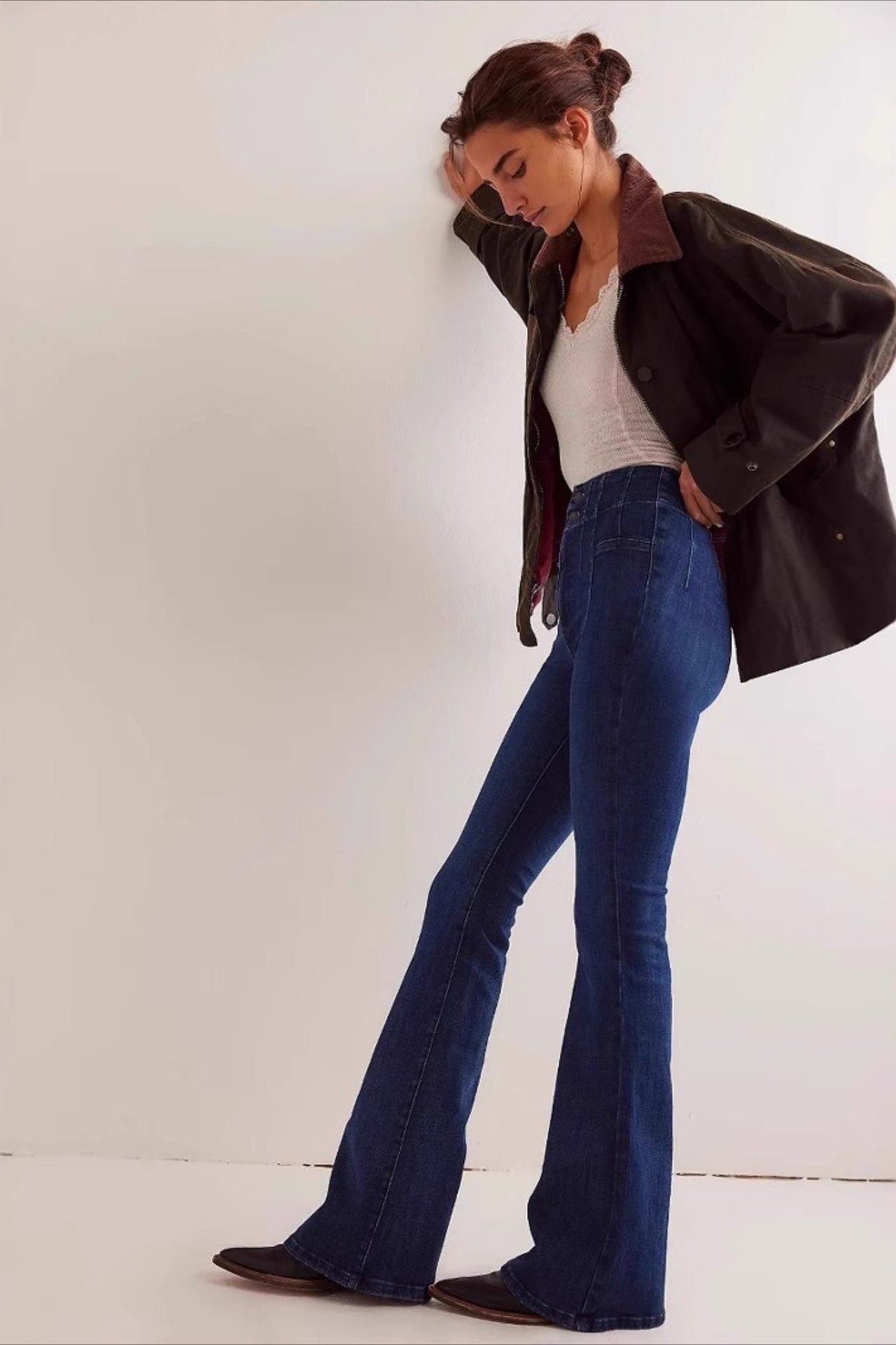 High Waist Slim Flare Wide Leg Straight Denim Jeans Secondary image