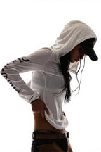 Gothic Script Fitted Button Placket Hoodie
