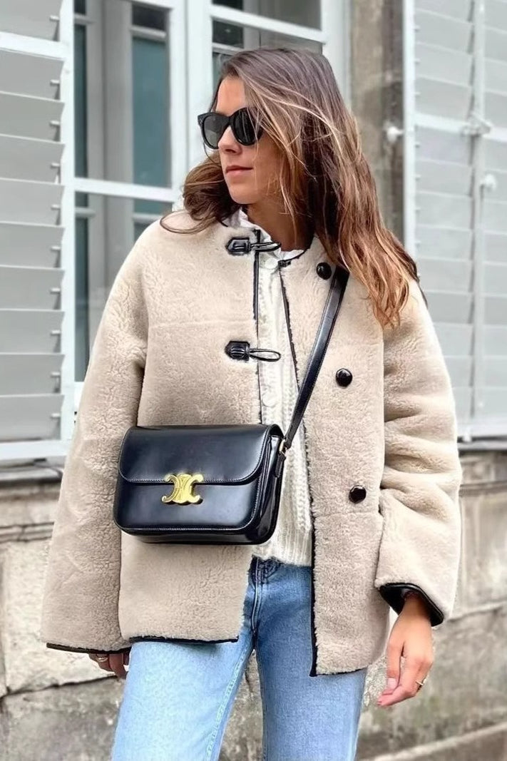Round Neck Faux Fur Long Coat Secondary image