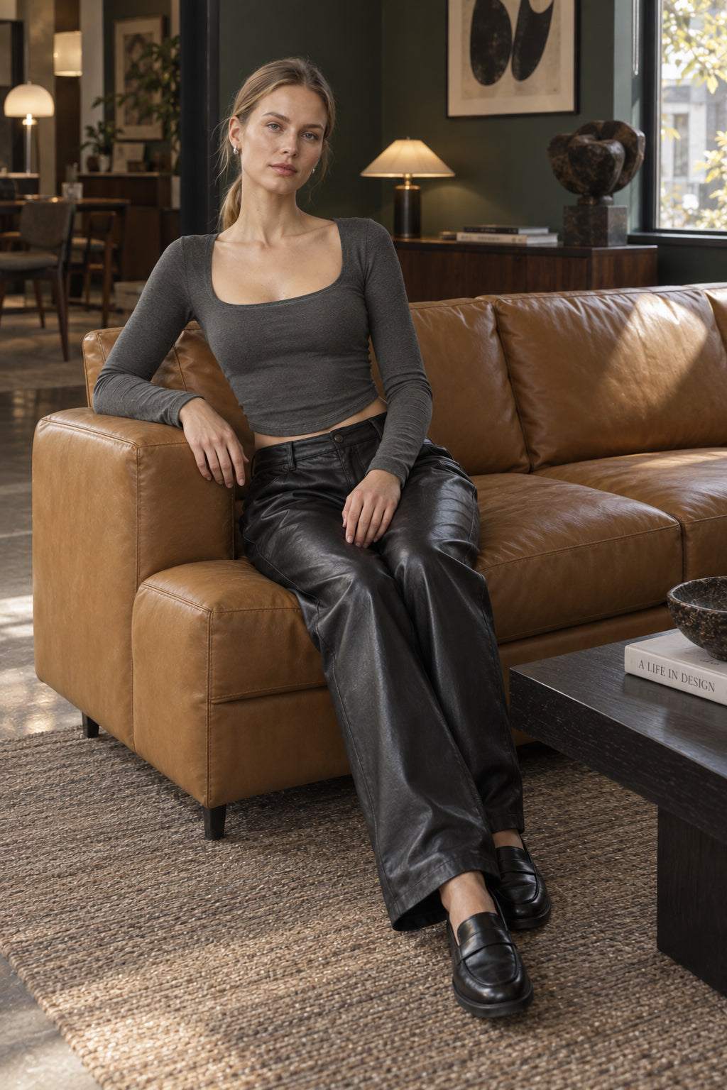 Square Neck Long Sleeve Knit Top Secondary image