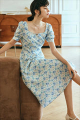 Printed Square Neck Floral Dress