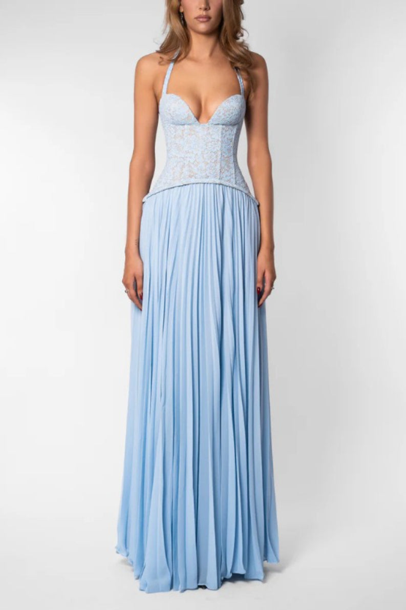 Low Cut Halter Bodycon Vacation Dress