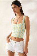 Polka Dot Stretch Sleeveless Crop Top