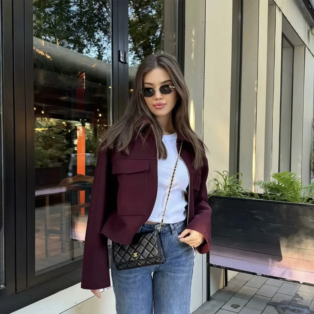 Colorblock Threaded Baseball Jacket Secondary image