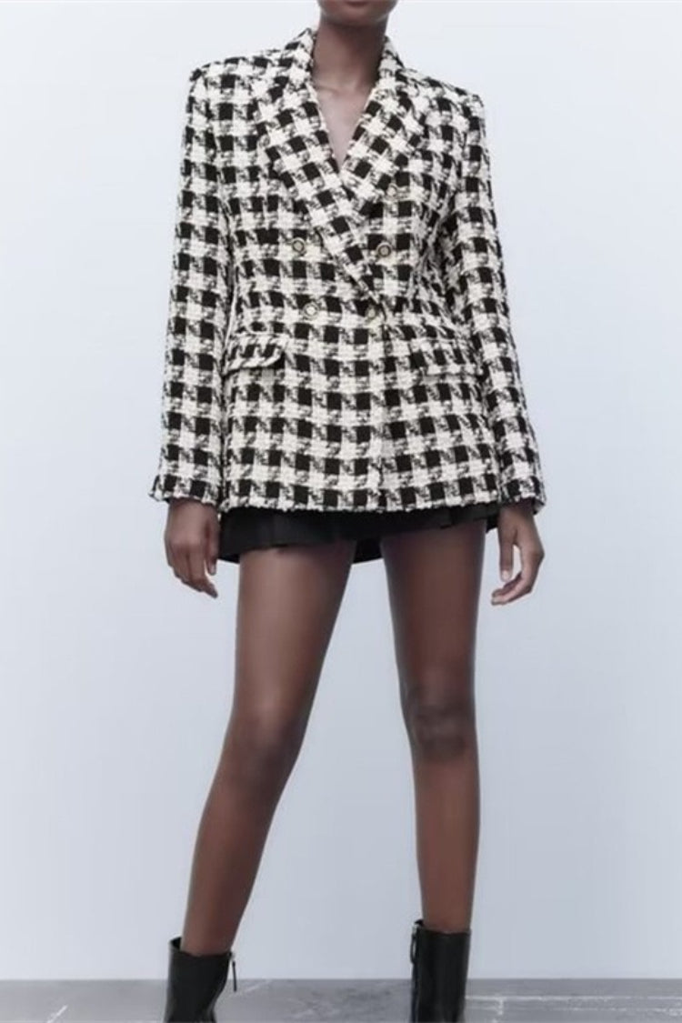Textured Houndstooth Winter Blazer Secondary image