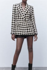 Textured Houndstooth Winter Blazer