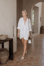 Linen Pockets Semi-Sheer Long Sleeve Dress