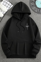 Compass Graphic Kangaroo Pocket Pullover Hoodie
