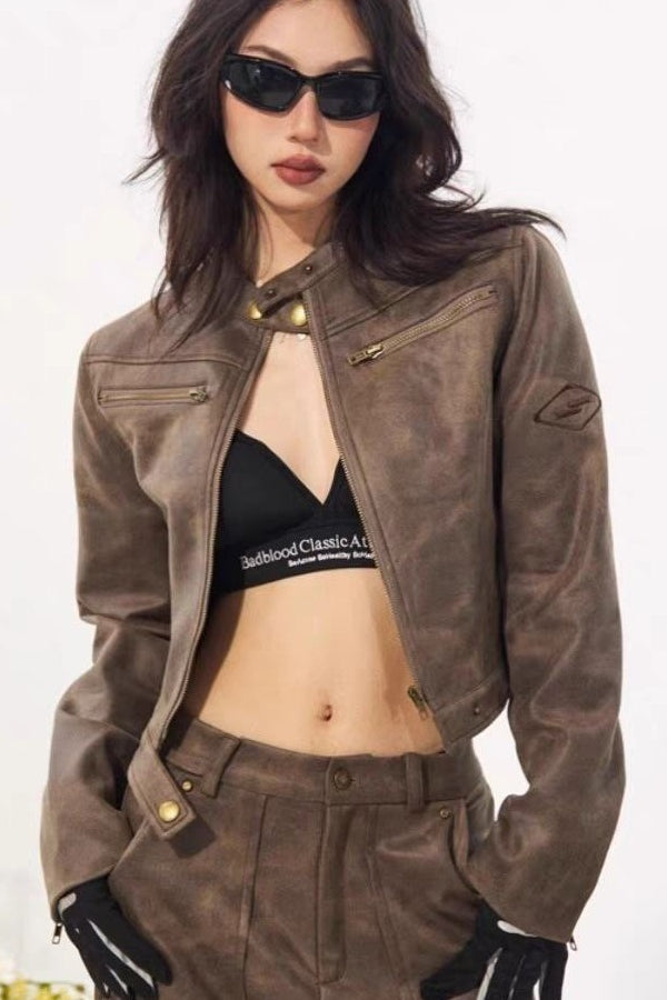 Vintage Distressed Suede Moto Jacket Main image