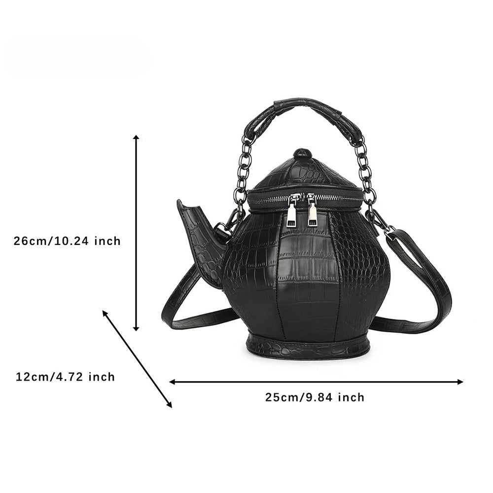 Fashion Funny Teapot Shaped Stone Pattern Leather Gothic Personalized Bag