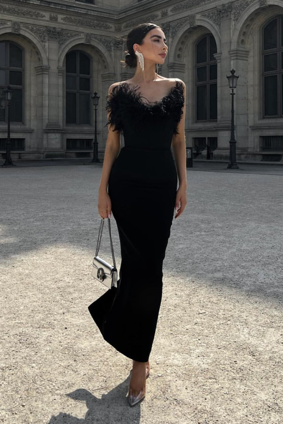 Ostrich Feather Bandage Prom Dress Main image