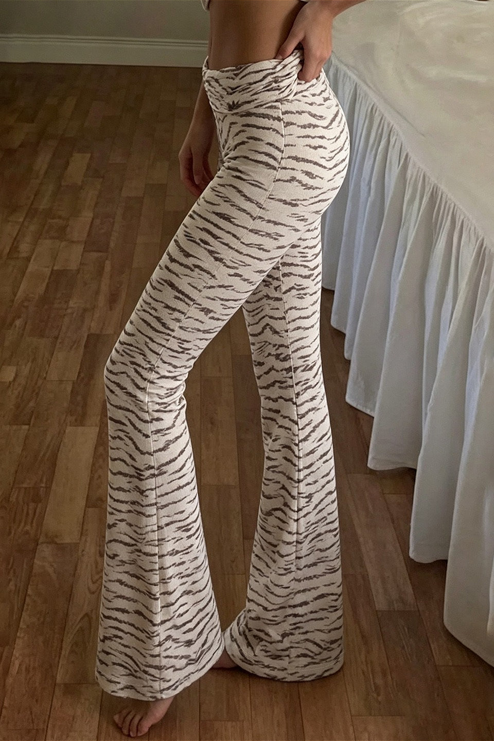 Animal Stripe Low Rise Flared Pants