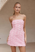 3D Floral Strapless Bodycon Party Dress