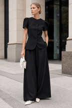 Elegant Jacket High Waist Two Piece Chic Work Set