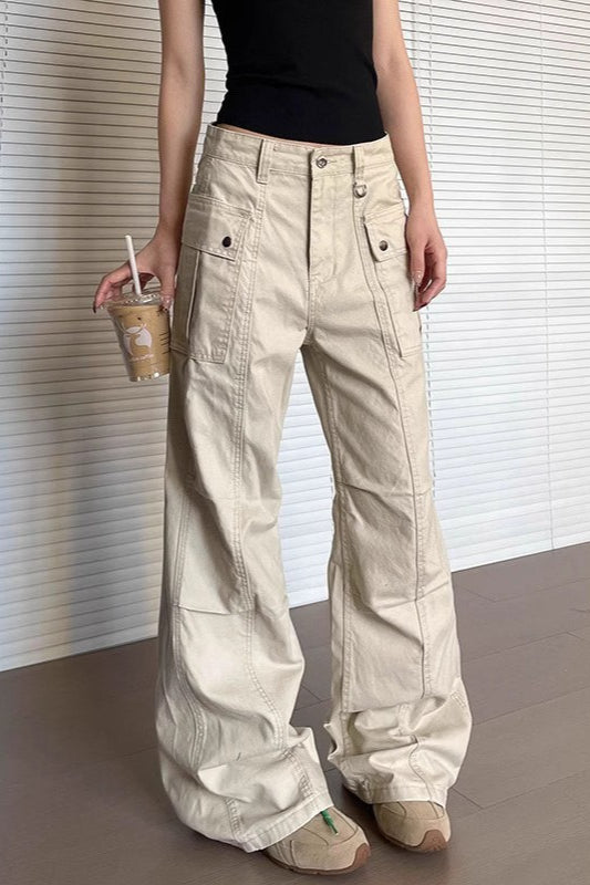 Straight Flared Vintage Washed Multi Pocket Cargo Pants Main image