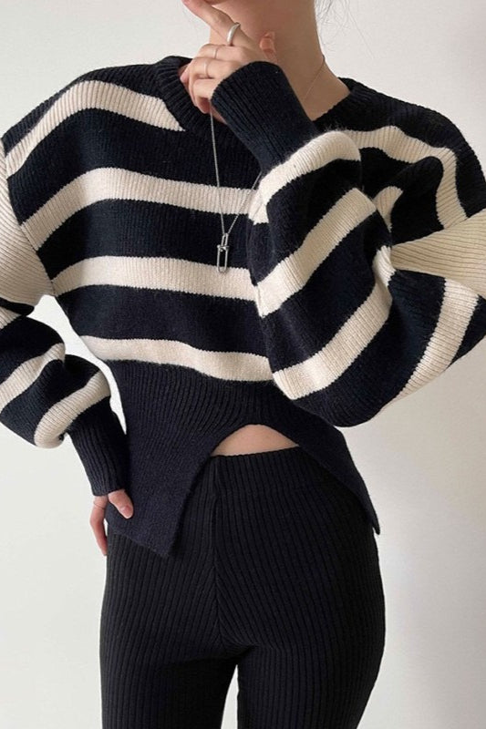 Cut-Out Waist Striped Sweater Main image