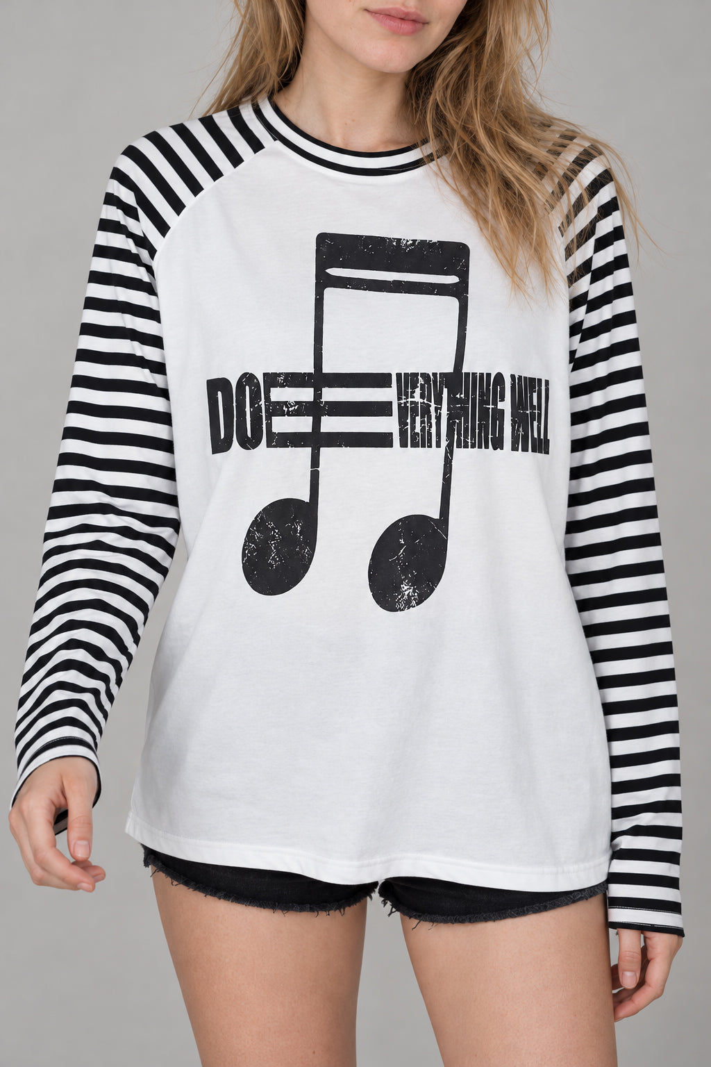 Street Note Letter Print Striped T-shirt
