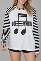 Street Note Letter Print Striped T-shirt