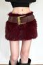 Faux Fur Belted Bodycon Mini Skirt