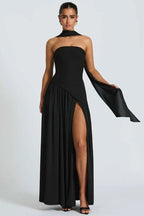Strapless Side Slit Maxi Prom Dress