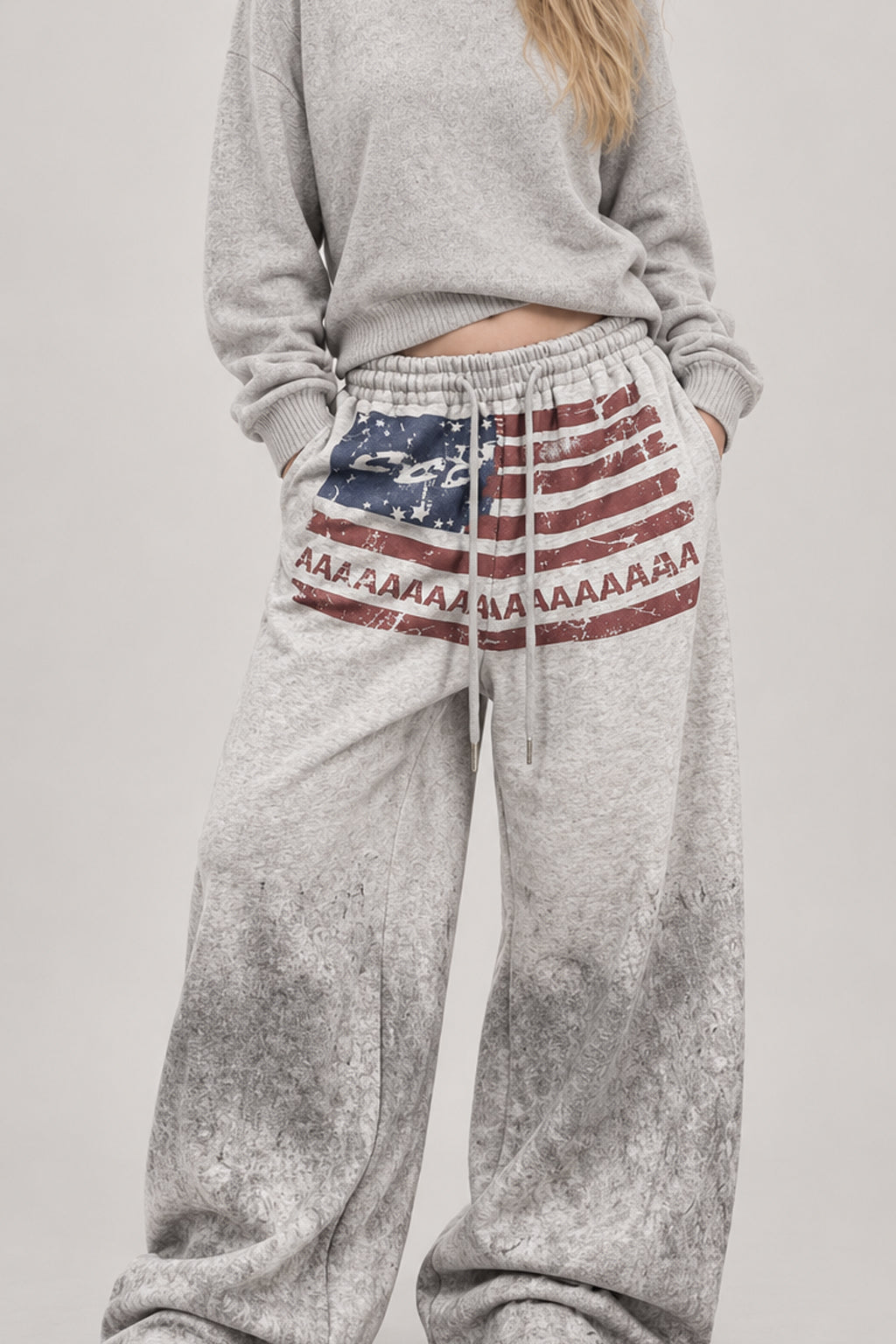Lazy-Style Washed Tie-Dye Wide Leg Pants