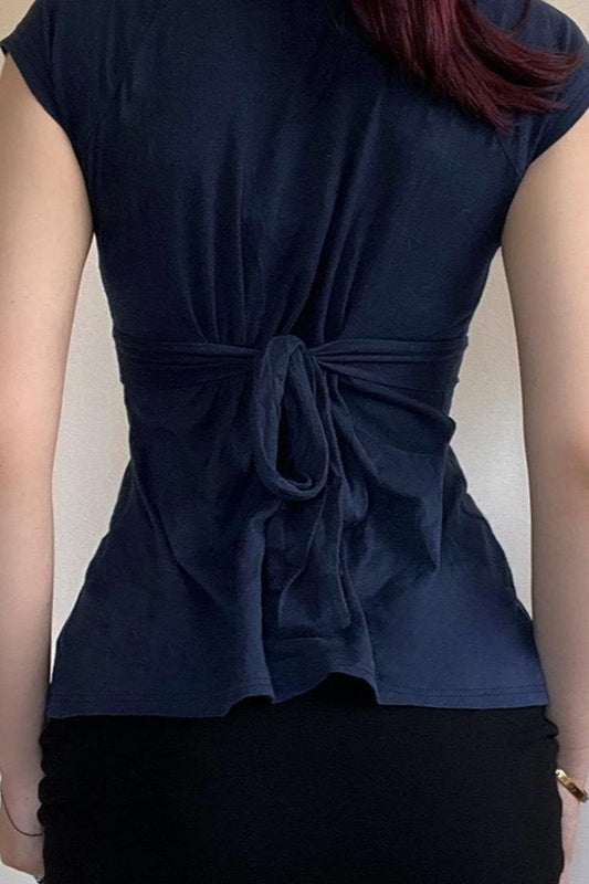 Essential Fitted Solid Plunging V Neck T-Shirt Secondary image