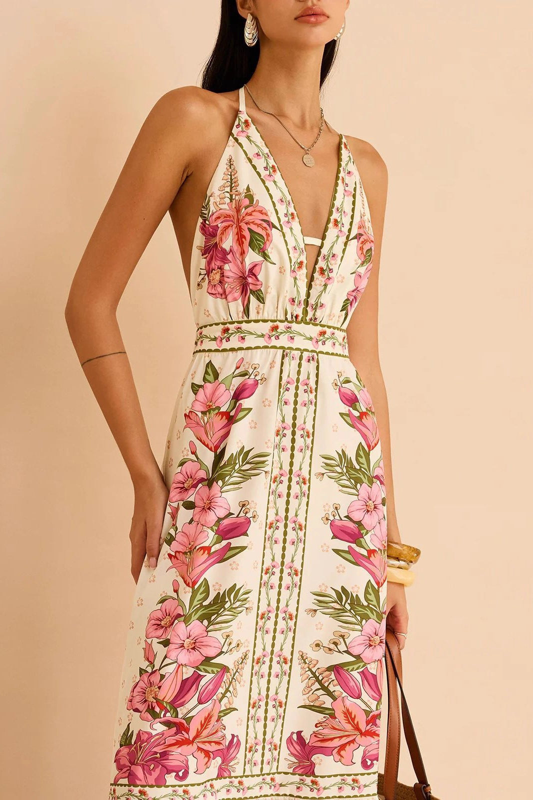 Halter Neck Floral Maxi Riviera Chic Boho Dress Main image