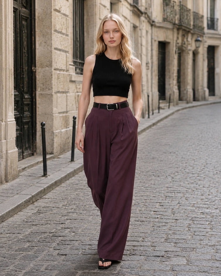 Chic High Waist Pleated Wide Pants