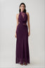 Lace High Neck Draped Waist Maxi Dress