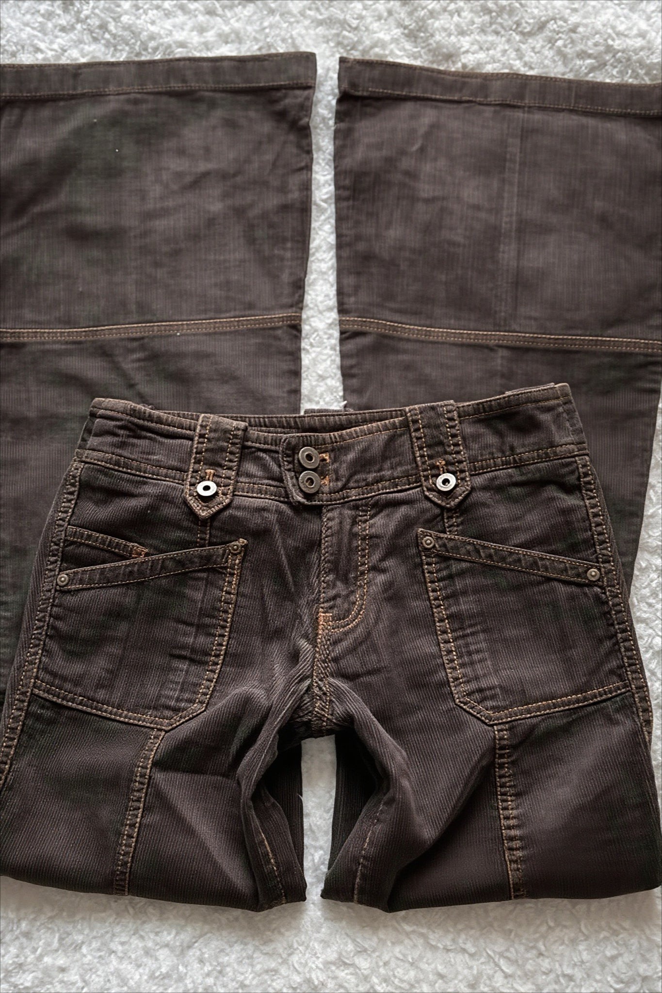 Vertical Stripe Low Rise Flare Denim Pants Secondary image