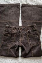 Vertical Stripe Low Rise Flare Denim Pants