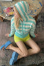 Fitted Striped Cropped Zip Up Hoodie