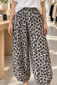 Leopard Cropped Wide Leg Casual Pants