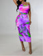 Tie Dye Spaghetti Strap Skew Neck Midi Dress