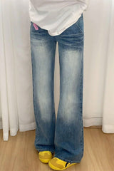 Vintage High Waist Micro Flare Straight Slim Plus Size Jeans