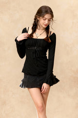 Lace Trim Graceful Strapless Corset Top