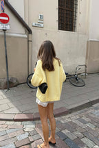 Yellow Letter Graphic Relaxed Crew Neck Sweater